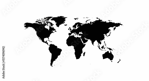 Silhouette Outline of World Globe Isolated on White Background