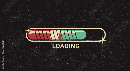 A graphic illustration of a loading bar with progress, indicating a process.