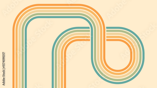 Abstract background of rainbow groovy Wavy Line design in 1970s Hippie Retro style. Vector pattern ready to use for cloth, textile, wrap and other.