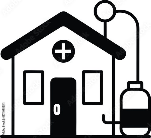 COVID patient care unit with an oxygen tank icon
