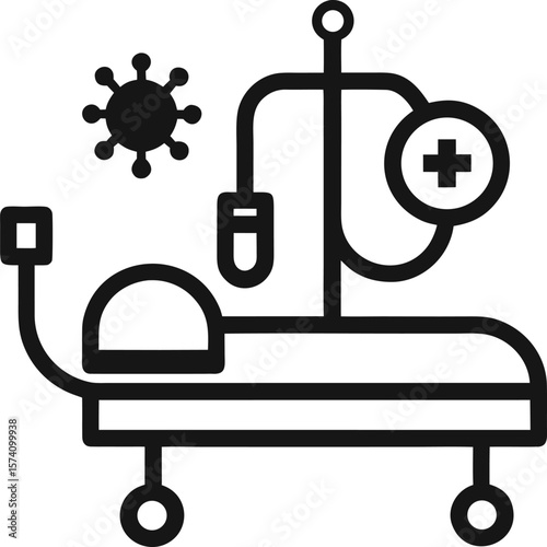 COVID vaccine batch tracking icon with a barcode scanner
