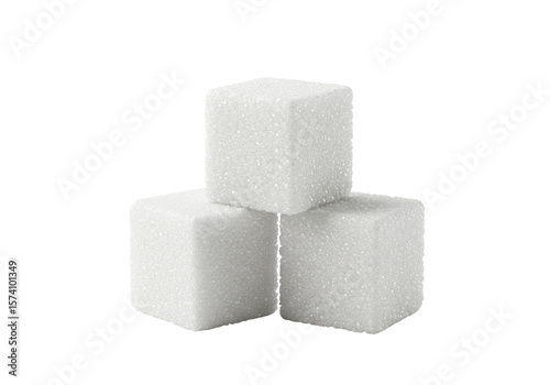 Isolated Three Stacked White Sugar Cubes