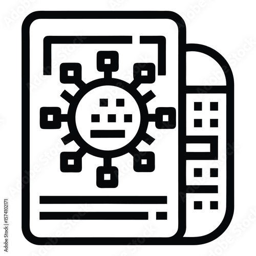 Digital vaccine passport QR icon with a virus overlay