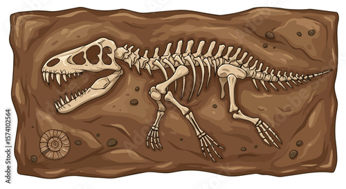 Tyrannosaurus Rex Fossil Skeleton in the Ground