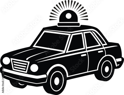 Police car silhouette with siren