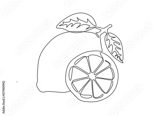 lemon fruit line vector