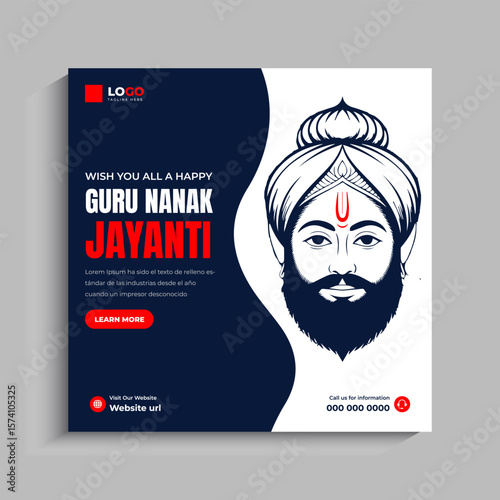 Guru Nanak Jayanti Social Media Post Banner Template