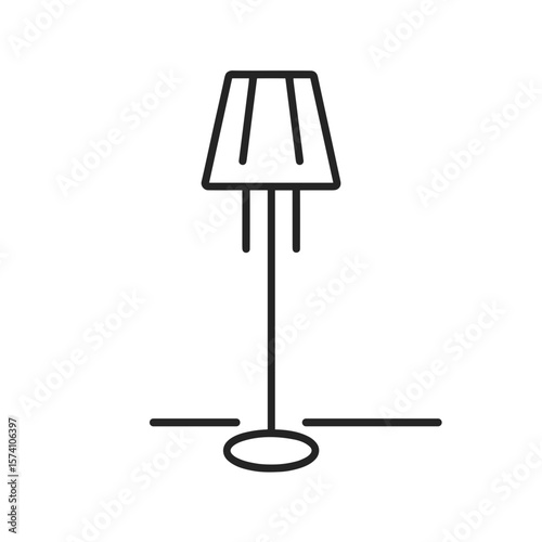 Stylish vector illustration of a floor lamp with a shade on a transparent background