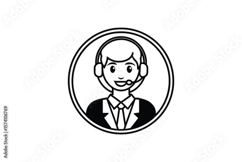 Customer service agent profile icon black and white