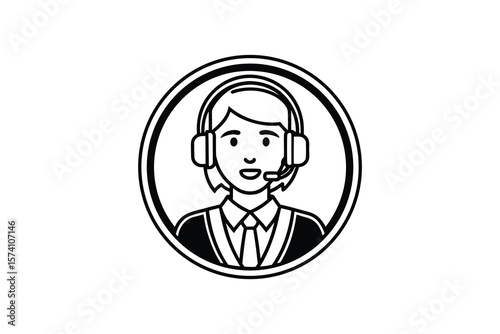 Customer service representative icon black and white