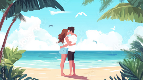 young couple on the beach