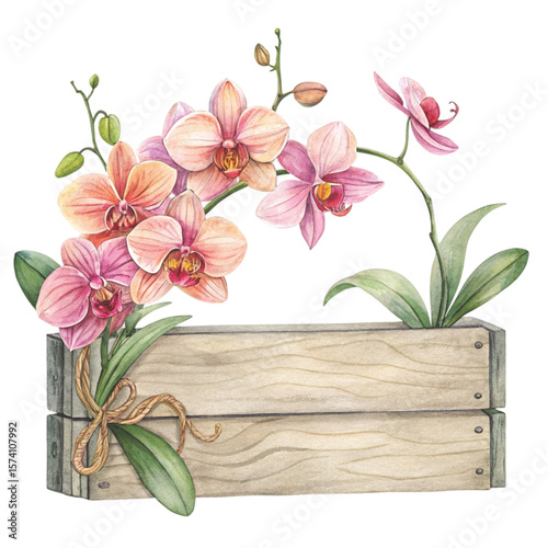 Wooden sign  The most beautiful flower in the world is under the sign Clipart watercolor 