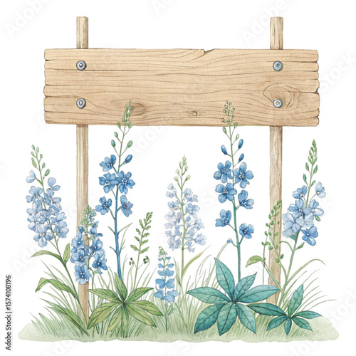 Wooden sign  The most beautiful flower in the world is under the sign Clipart watercolor 
