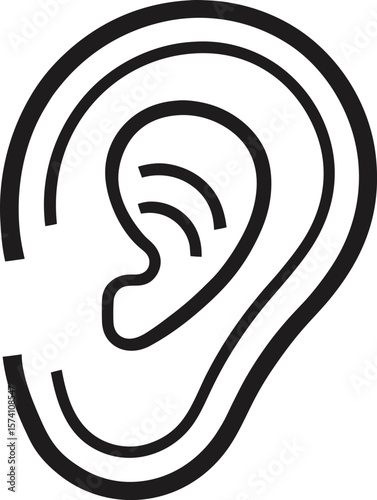 Ear with a soundproof booth outline symbolizing noise isolation