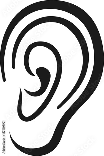 Ear with tinnitus ringing spiral waves emanating from it