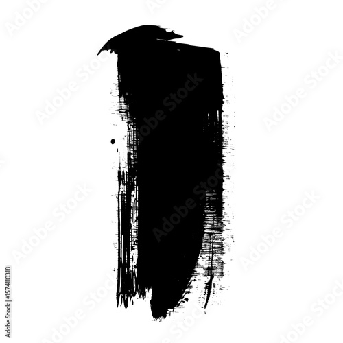 Vertical brush stroke silhouette black art vector