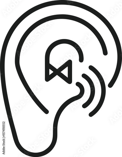 Ear with a wireless bluetooth hearing aid symbol