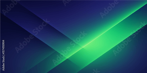 Abstract green and blue geometric layered background with gradient shading for modern tech design

