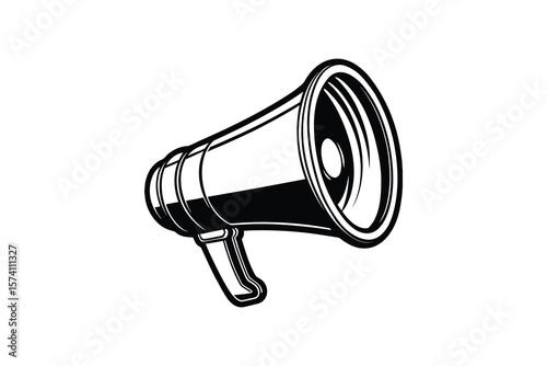 Vintage Style Black and White Megaphone Illustration