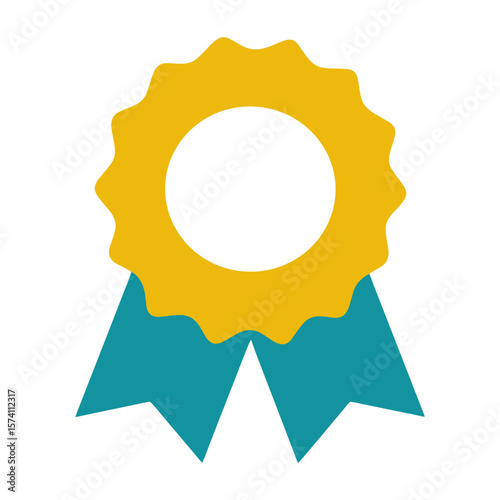 A yellow Medal Ribbon banner icon ribbon achievement recognition vector