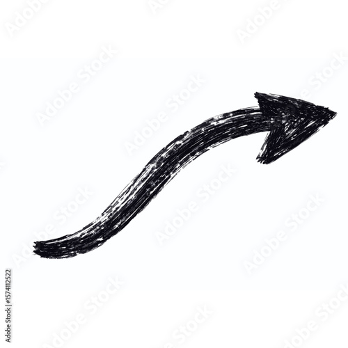 Black curve arrow illustration hand-drawn direction vector