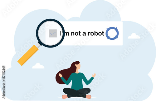 I'm not a robot. verification of human or robot. checking system or user identification. protection from bot attacks. a user doing verification. illustration concept design. graphic element