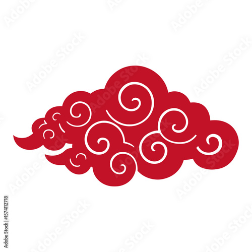 Red Chinese cloud icon pattern art traditional vector