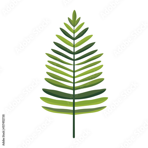 Green long fern leaf illustration eco-friendly minimalist vector