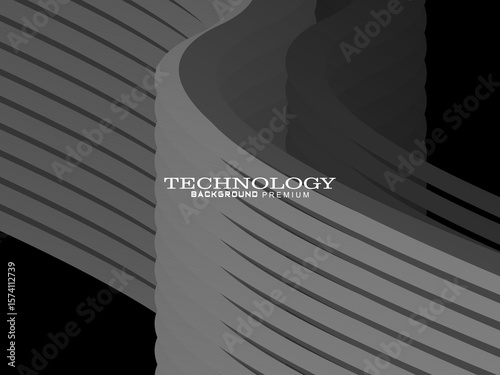 Abstract futuristic dark black background with wave design. Realistic 3d wallpaper with luxurious flowing lines. Perfect background for posters, websites, brochures, banners, applications, etc.