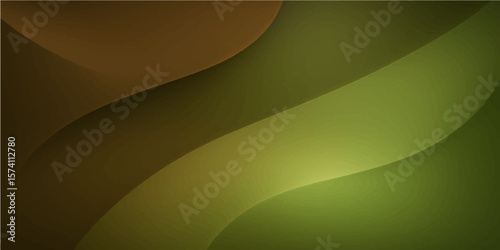 Organic Curved Green and Brown Layers in Earth-Toned Abstract Background Design