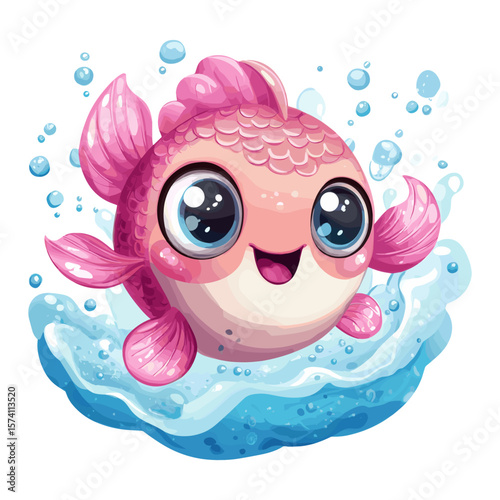 Swimming in whimsical art style illustration expression cartoon vector
