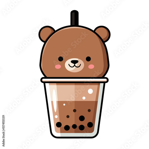 Boba tea illustration beverage kawaii vector