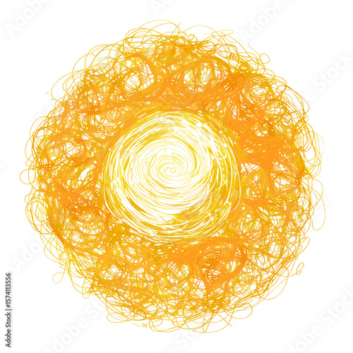 Doodle cute sun yellow lines illustration vector