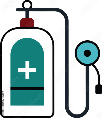 Emergency oxygen refill station with tank icons
