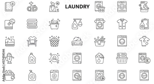 Laundry Line Icons Set