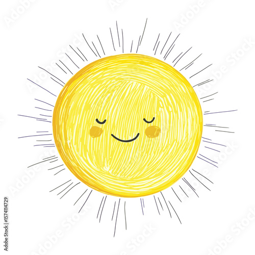 Sun drawing illustration yellow vector