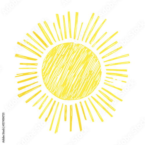 Sun illustration drawing yellow vector