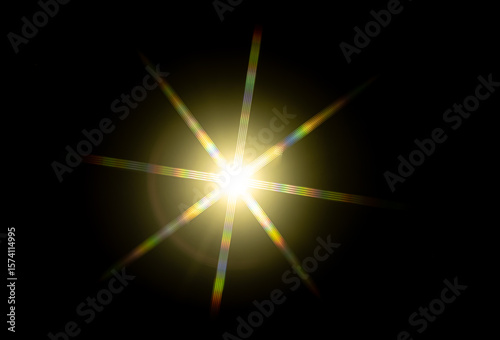 Slika na platnu colorful flashy spotlight star made with optical star filter on camera