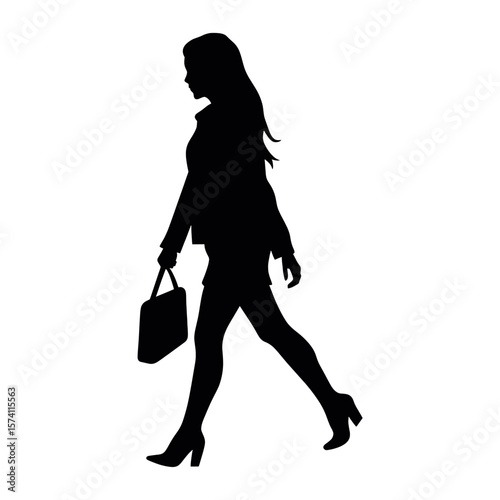 University woman walking silhouette female professional vector
