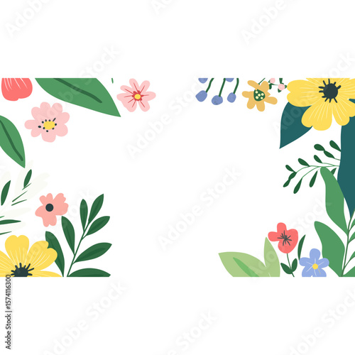 Flowers frame illustration graphics colorful vector