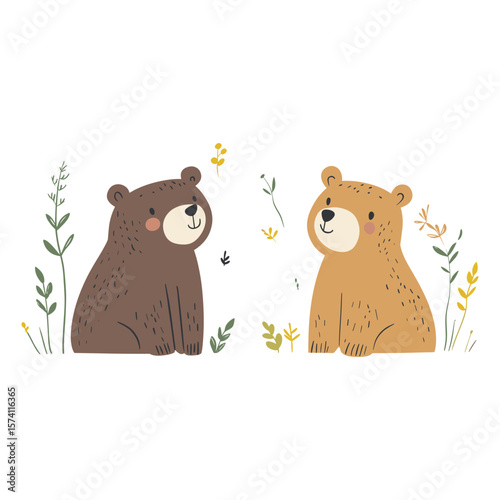 Illustration of European Brown Bear bears cartoon animals vector
