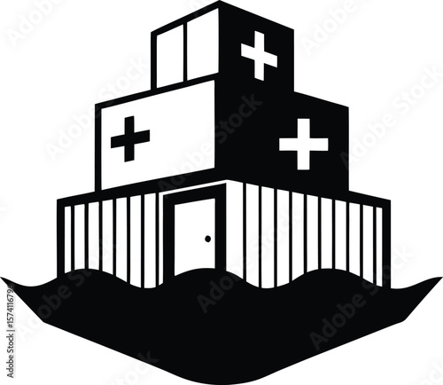 Floating emergency hospital made from shipping containers