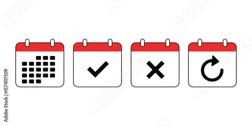 Minimalist calendar icon set with event symbols, modern vector design for app and UI usage
