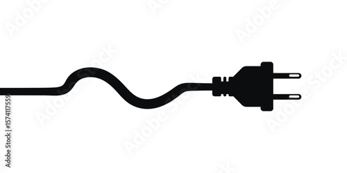 Minimalist Electrical Cable with Plug and Socket in Sine Wave Shape, Vector Illustration for Technology and Energy Use