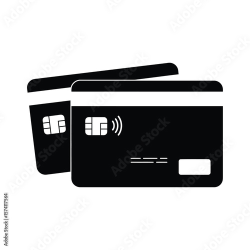Minimalist Credit Card Icon with ATM and Debit Card Symbols, Simple Vector Design for Financial and Banking Usage