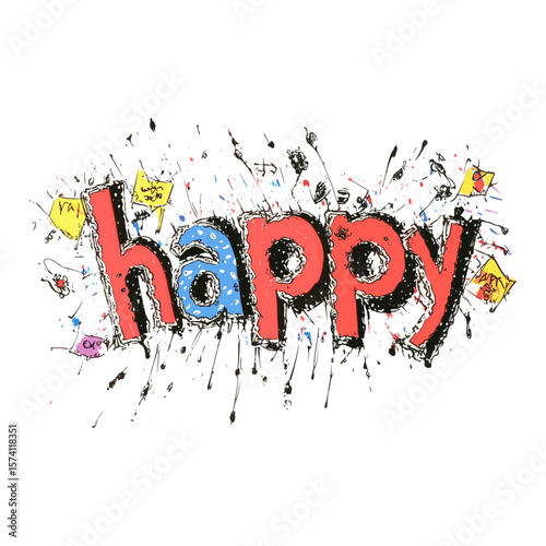 Vibrant happy style art vector