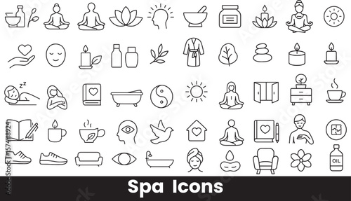  Collection of Relaxation, Self-Care, and Zen Outline Icons
