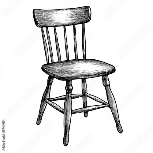 Vintage wooden chair illustration furniture interior vector