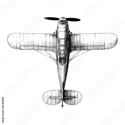 Vintage ww1 mono plane illustration aircraft airplane vector