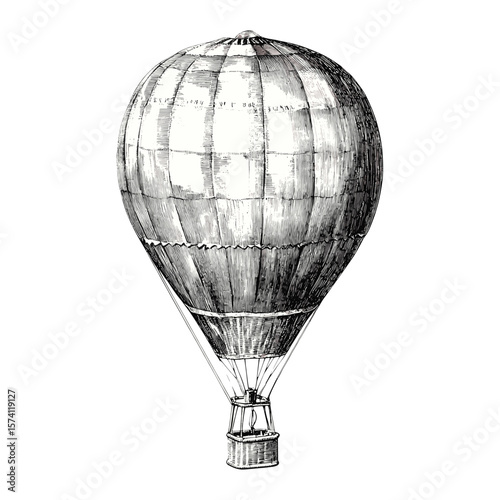 Vintage hot air balloon illustration transportation historical vector